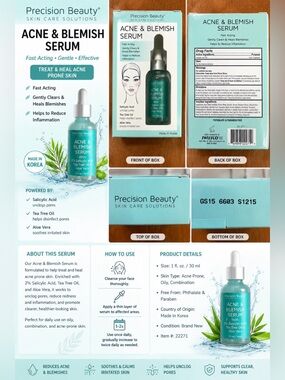 Precision Beauty Acne & Blemish Serum 1 fl oz / 30 mL Made In Korea Brand New